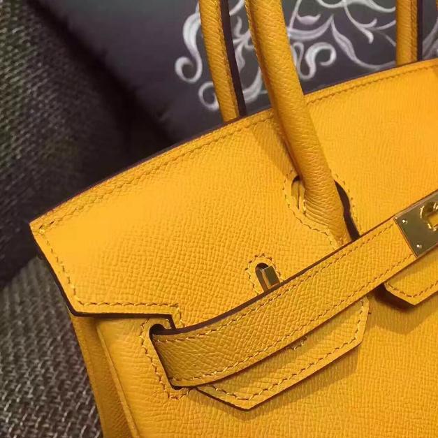 Hermes original epsom leather birkin 25 bag H25 yellow