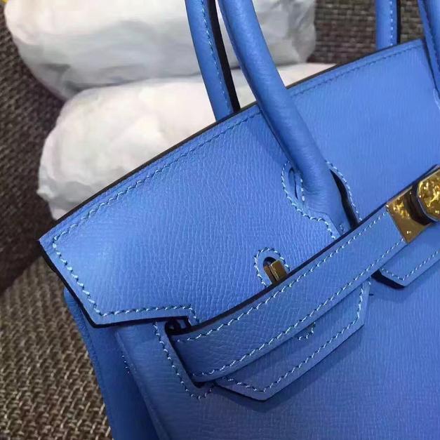 Hermes original epsom leather birkin 30 bag H30 deep skyblue