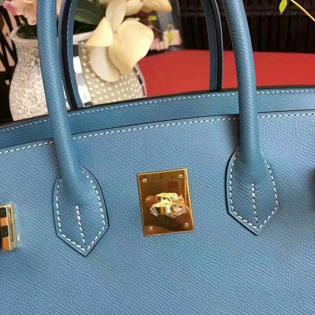 Hermes original epsom leather birkin 35 bag H35-3 denim blue