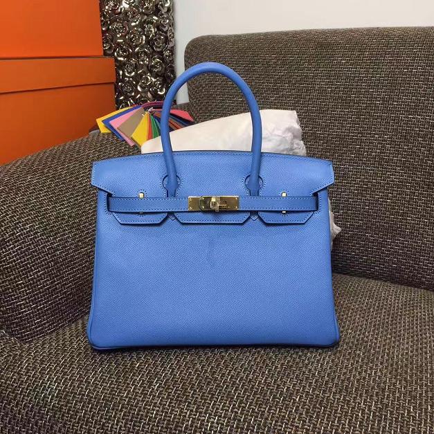 Hermes original epsom leather birkin 35 bag H35-3 sky blue