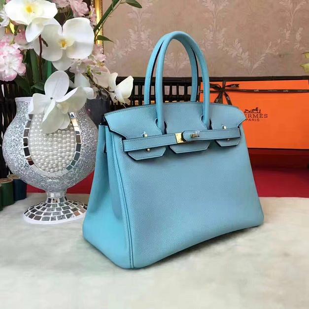 Hermes original epsom leather birkin 35 bag H35-3 light blue 