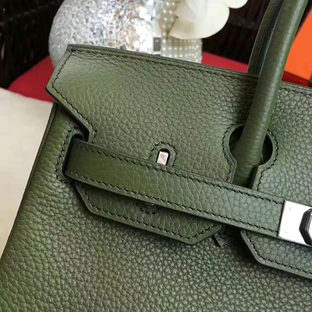 Hermes original togo leather birkin 35 bag H35-1 blackish green