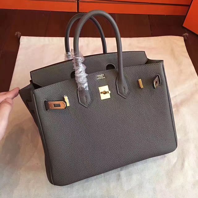 Hermes original togo leather birkin 35 bag H35-1 dark gray