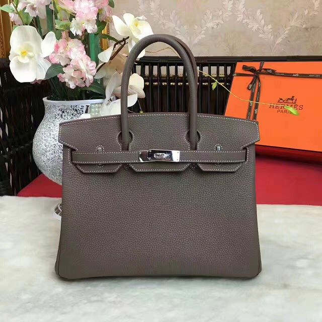 Hermes original togo leather birkin 35 bag H35-1 gray