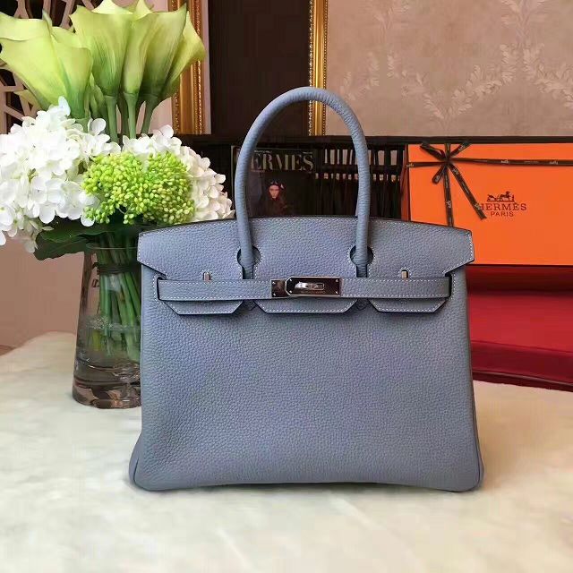 Hermes original togo leather birkin 35 bag H35-1 light blue