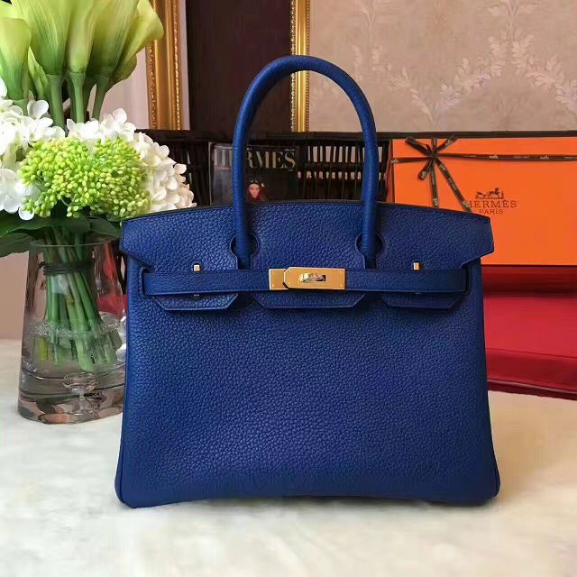 Hermes original togo leather birkin 35 bag H35-1 navy blue