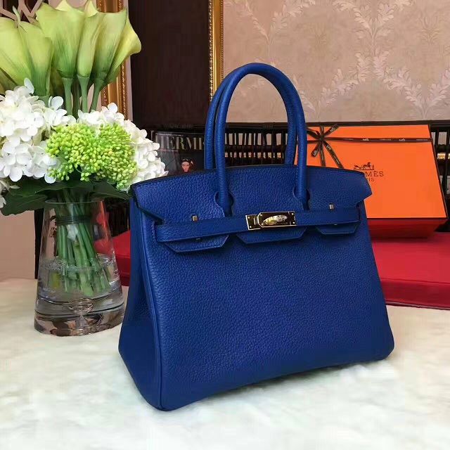 Hermes original togo leather birkin 35 bag H35-1 navy blue