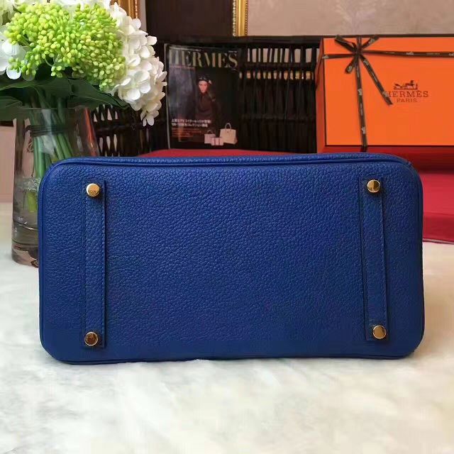 Hermes original togo leather birkin 35 bag H35-1 navy blue