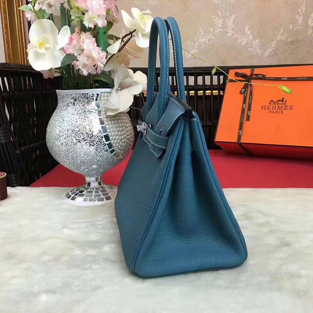 Hermes original togo leather birkin 35 bag H35-1 ocean blue