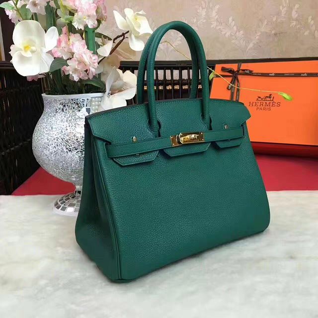 Hermes original togo leather birkin 35 bag H35-1 vert fonce