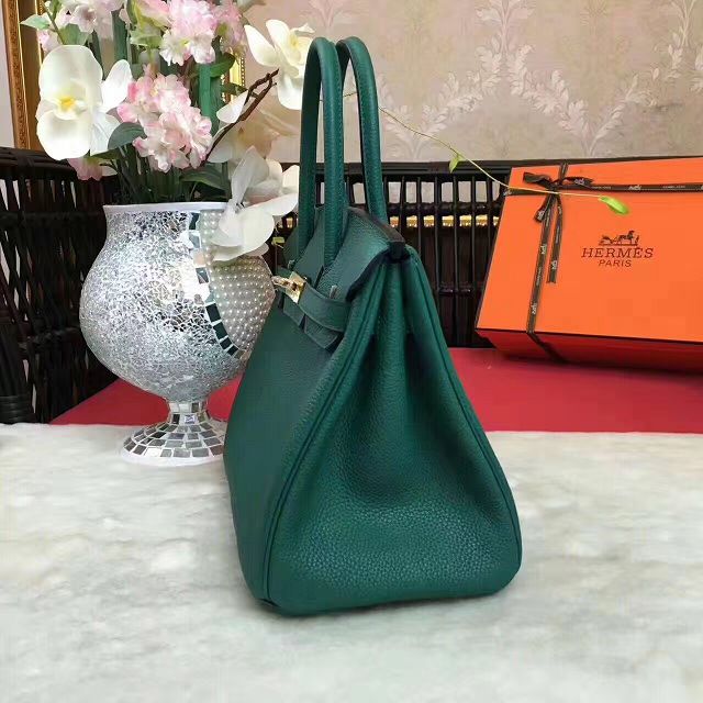 Hermes original togo leather birkin 35 bag H35-1 vert fonce