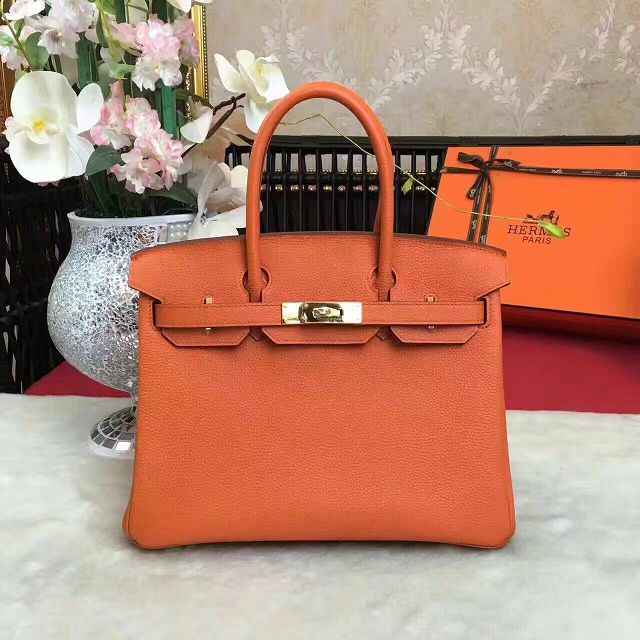 Hermes original togo leather birkin 35 bag H35-1 orange