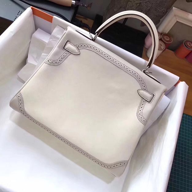 Hermes original togo leather kelly 28 bag K280 white