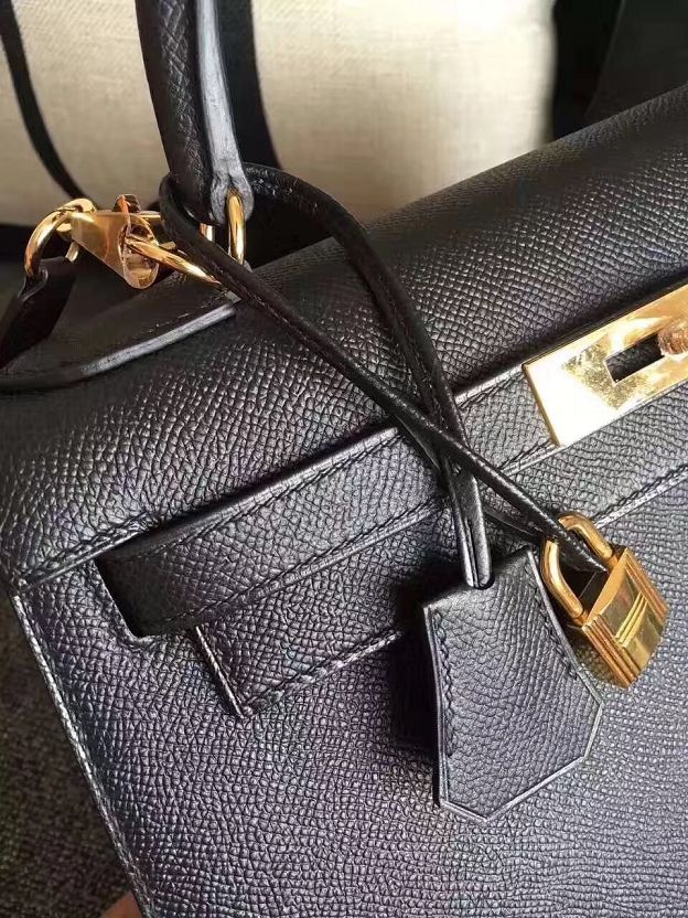 Hermes original epsom leather kelly 28 bag K28-1 black