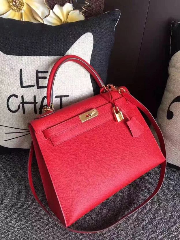 Hermes original epsom leather kelly 28 bag K28-1 red