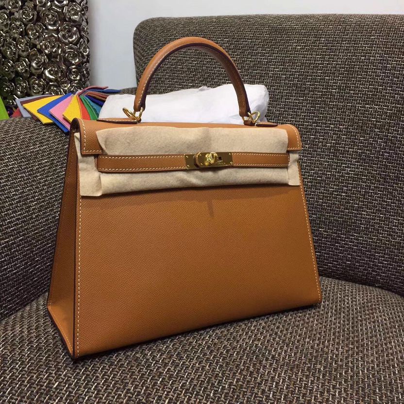 Hermes original epsom leather kelly 32 bag K32-1 brown