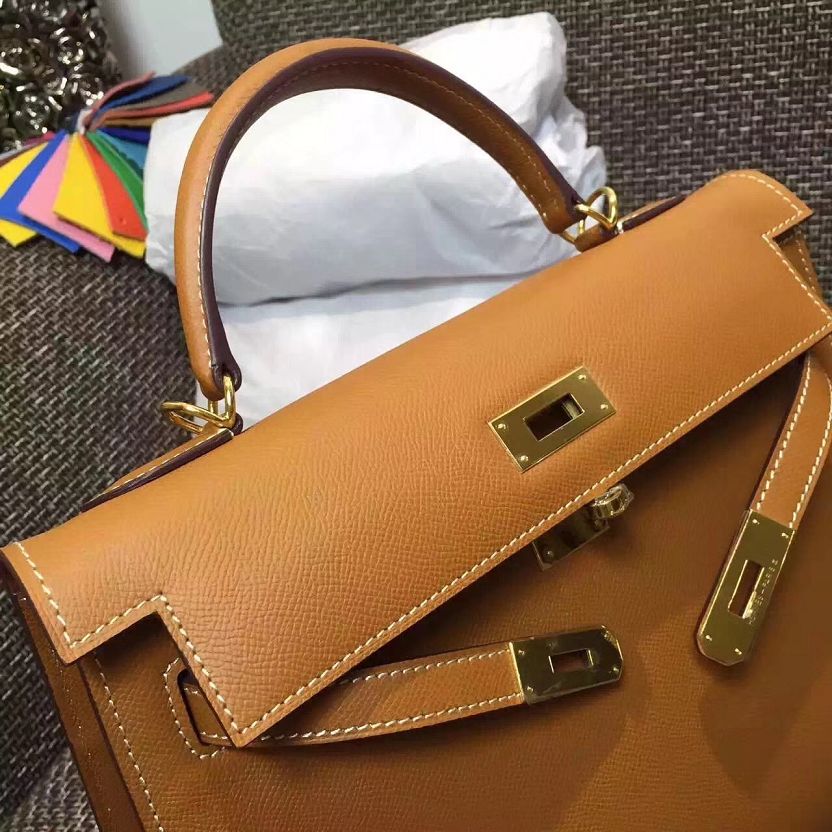 Hermes original epsom leather kelly 32 bag K32-1 brown