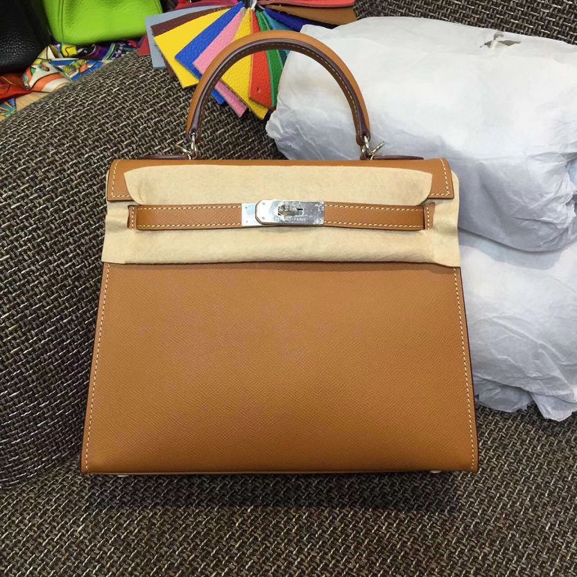 Hermes original epsom leather kelly 32 bag K32-1 brown