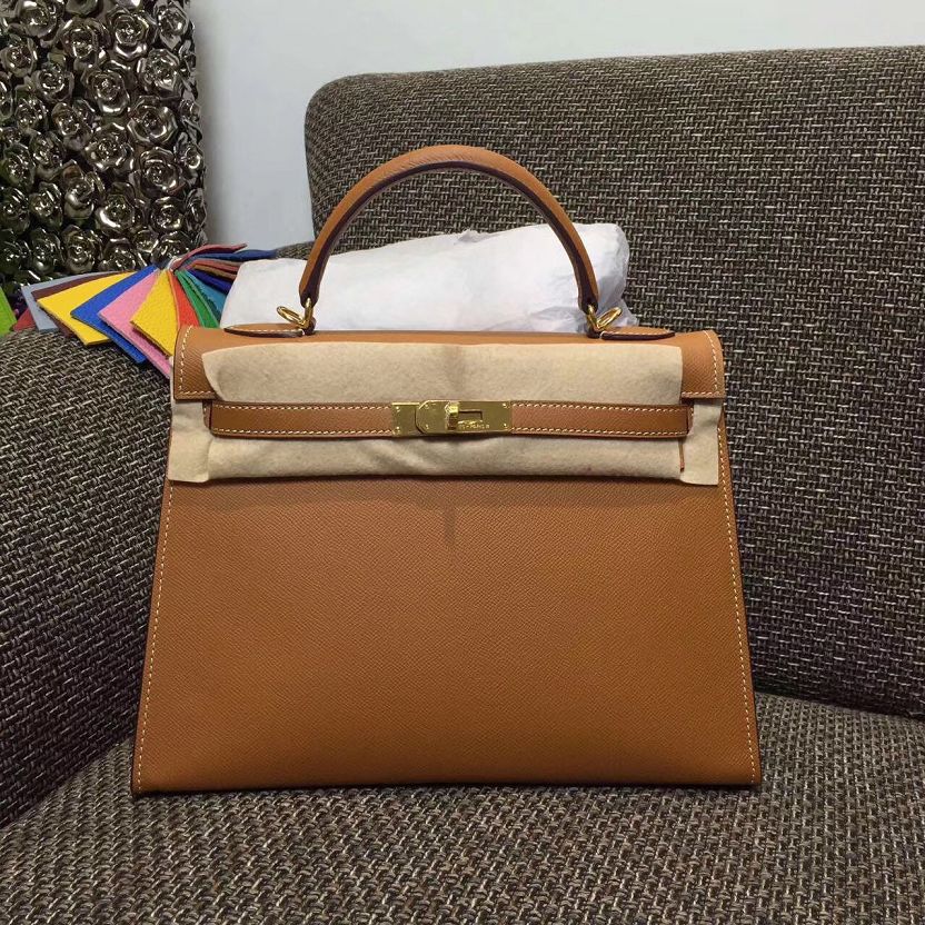 Hermes original epsom leather kelly 32 bag K32-1 brown