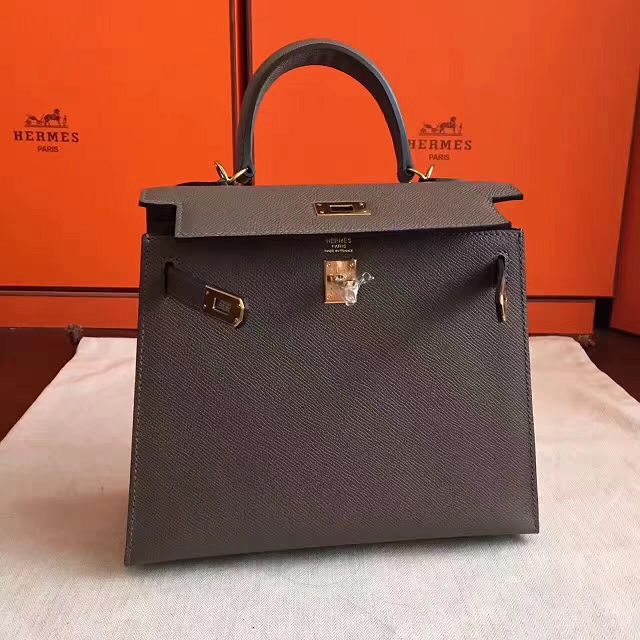 Hermes original epsom leather kelly 32 bag K32-1 gray