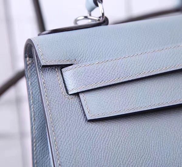 Hermes original epsom leather kelly 32 bag K32-1 light blue