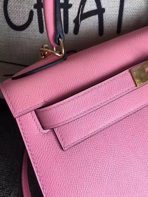 Hermes original epsom leather kelly 32 bag K32-1 pink