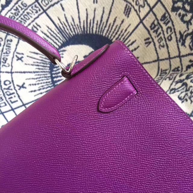 Hermes original epsom leather kelly 32 bag K32-1 purple