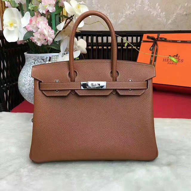 Hermes original togo leather birkin 25 bag H25-1 coffee