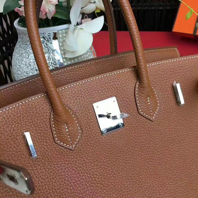 Hermes original togo leather birkin 25 bag H25-1 coffee