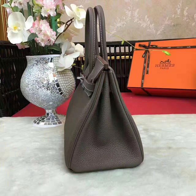 Hermes original togo leather birkin 25 bag H25-1 gray