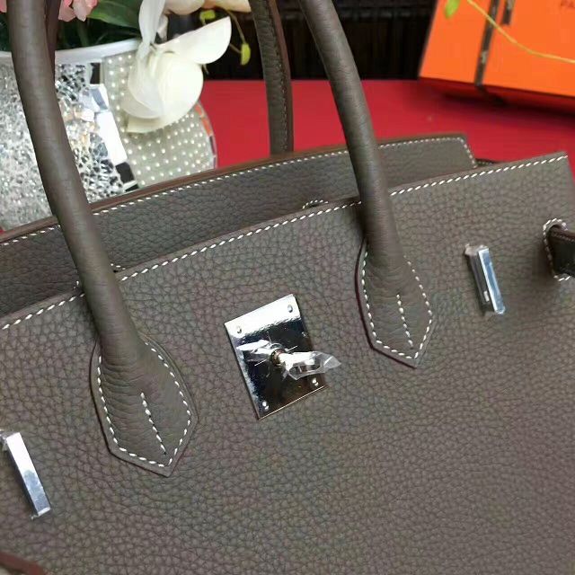 Hermes original togo leather birkin 25 bag H25-1 gray