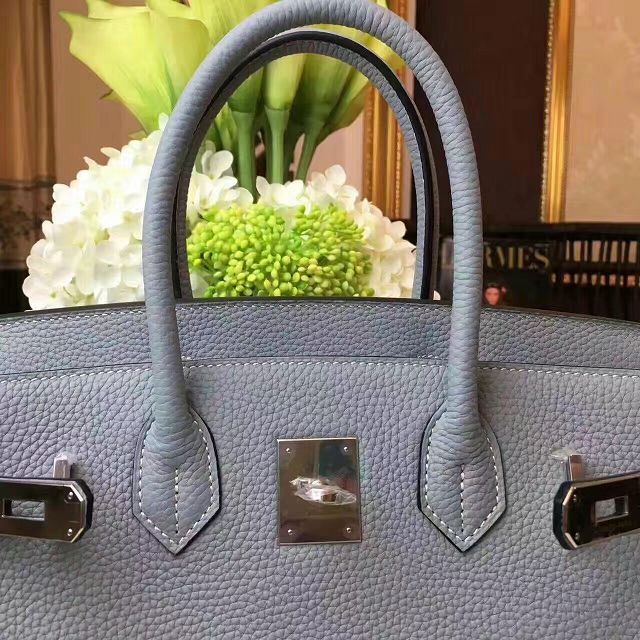 Hermes original togo leather birkin 25 bag H25-1 light blue