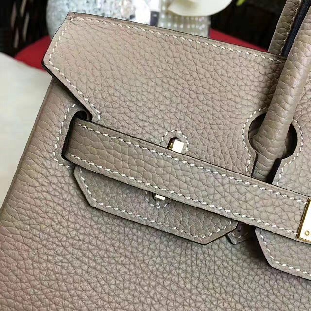 Hermes original togo leather birkin 25 bag H25-1 light gray