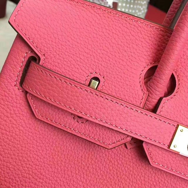 Hermes original togo leather birkin 25 bag H25-1 rose red