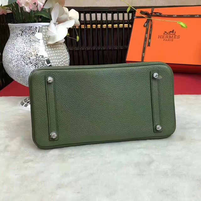 Hermes original togo leather birkin 30 bag H30-1 blackish green