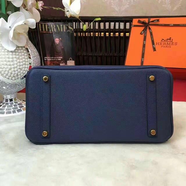 Hermes original togo leather birkin 30 bag H30-1 dark blue