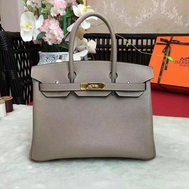 Hermes original togo leather birkin 30 bag H30-1 light gray