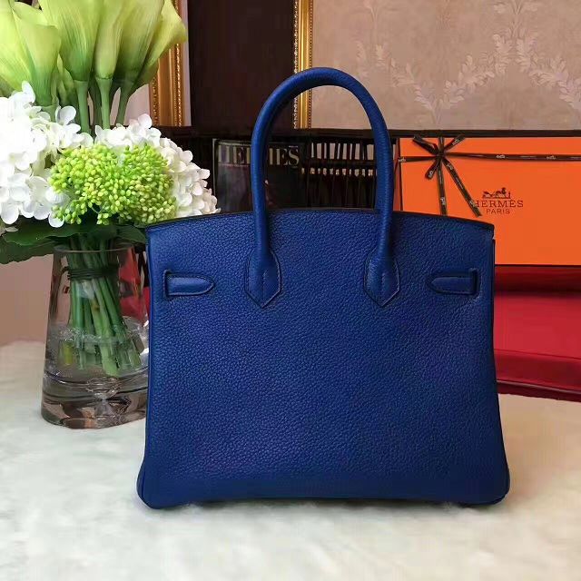 Hermes original togo leather birkin 30 bag H30-1 navy blue