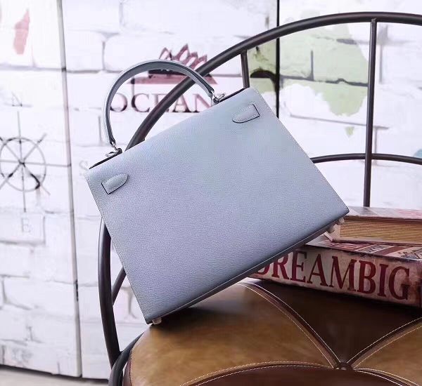 Hermes original epsom leather kelly 28 bag K28-1 light blue