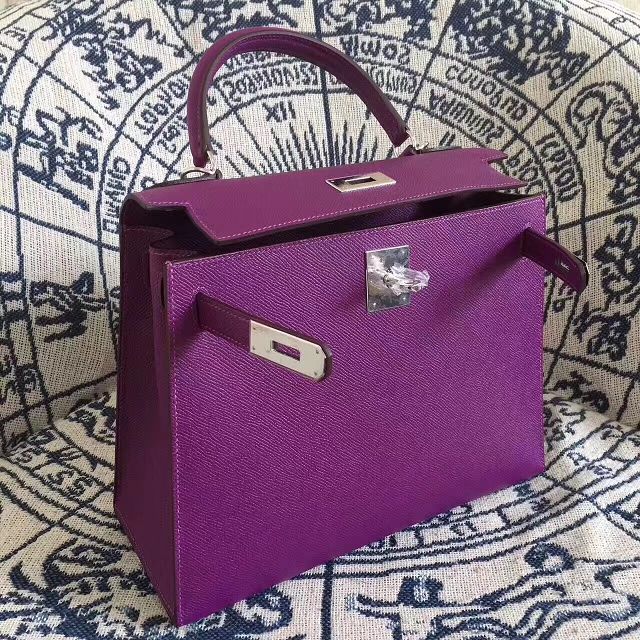 Hermes original epsom leather kelly 28 bag K28-1 purple