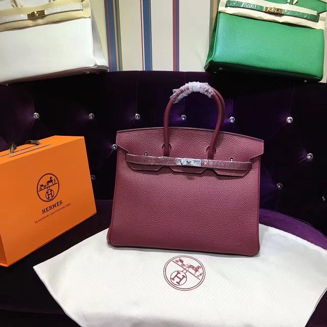 Hermes top togo leather birkin 30 bag H30-2 burgundy