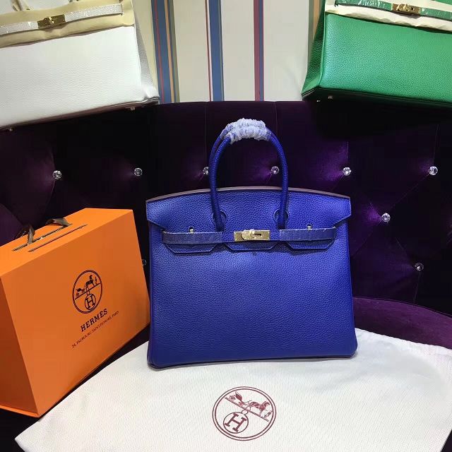 Hermes top togo leather birkin 30 bag H30-2 electric blue