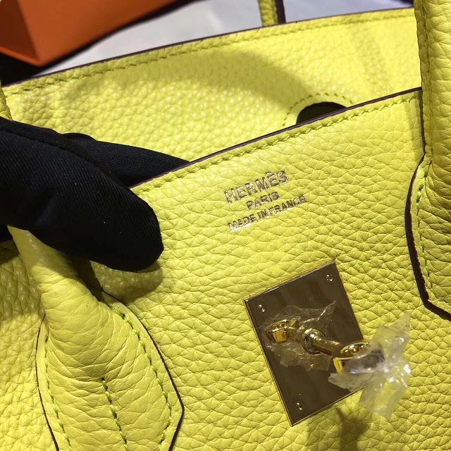 Hermes top togo leather birkin 30 bag H30-2 lemon yellow