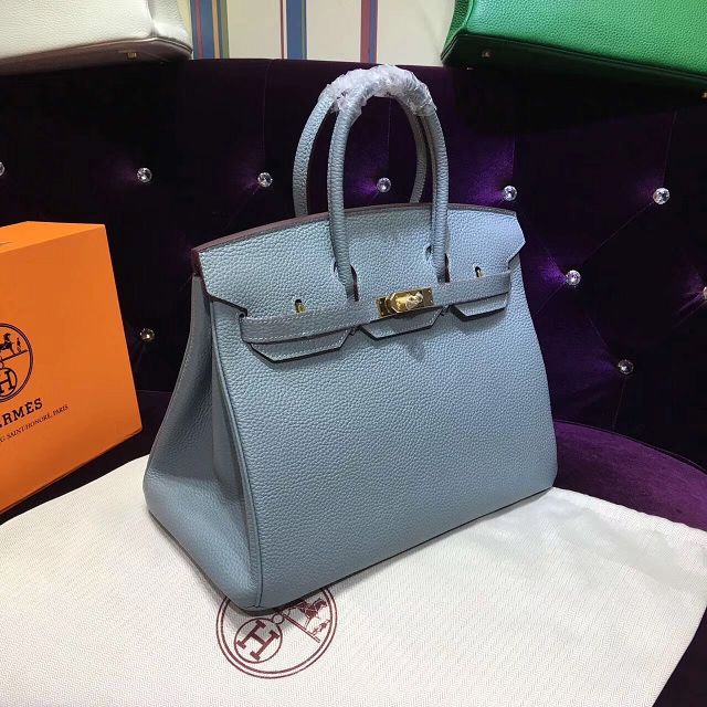 Hermes top togo leather birkin 30 bag H30-2 light blue