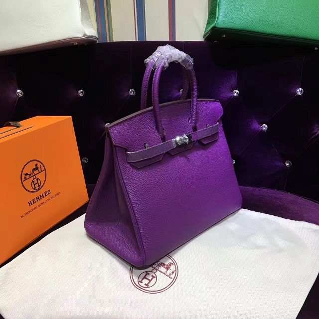 Hermes top togo leather birkin 30 bag H30-2 purple