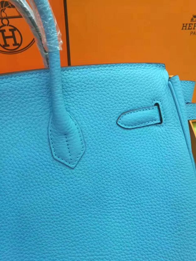 Hermes top togo leather birkin 30 bag H30-2 sky blue