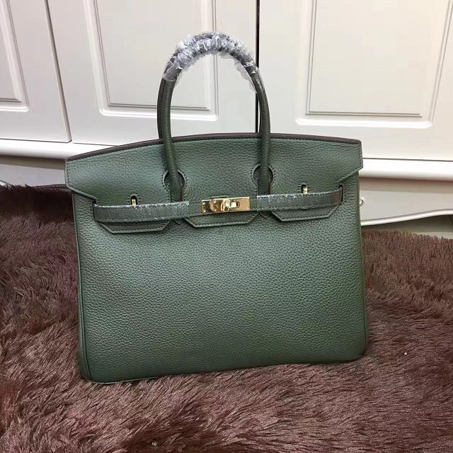 Hermes top togo leather birkin 35 bag H35-2 blackish green