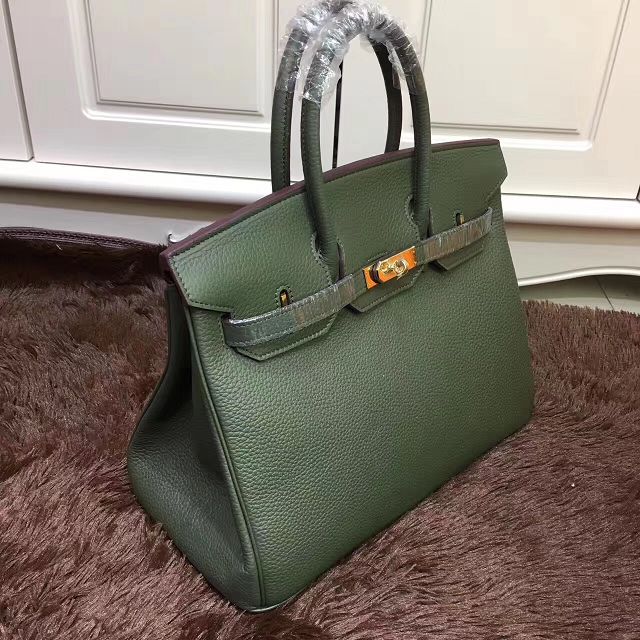 Hermes top togo leather birkin 35 bag H35-2 blackish green