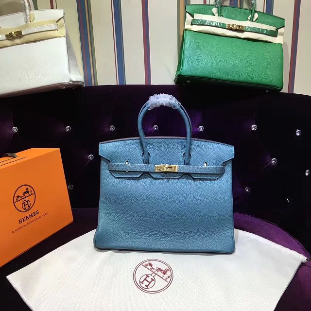 Hermes top togo leather birkin 35 bag H35-2 blue