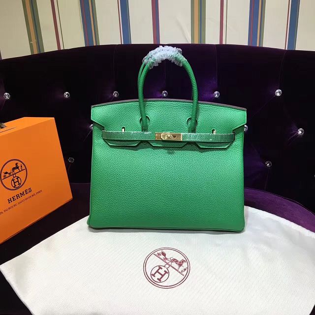 Hermes top togo leather birkin 35 bag H35-2 green